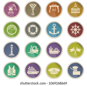 harbor web icons in the form of round paper labels