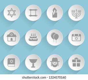 harbor web icons on light paper circles with shadows and blue background