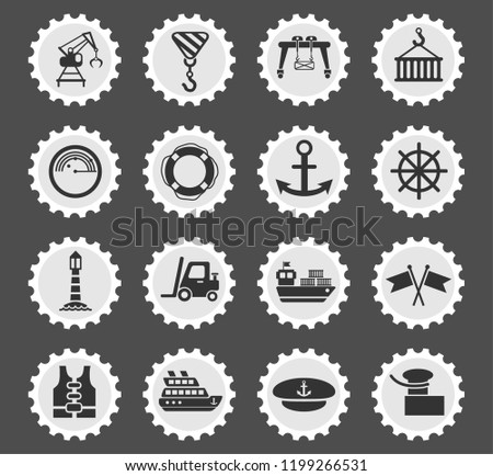 harbor web icons stylized postage stamp for user interface design