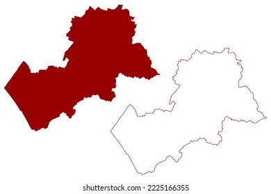 Harborough Non-metropolitan district (United Kingdom of Great Britain and Northern Ireland, ceremonial county Leicestershire or Leics, England) map vector illustration, scribble sketch map