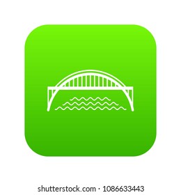 Harbour bridge icon green vector isolated on white background
