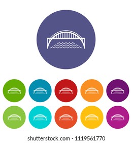 Harbour bridge icons color set vector for any web design on white background