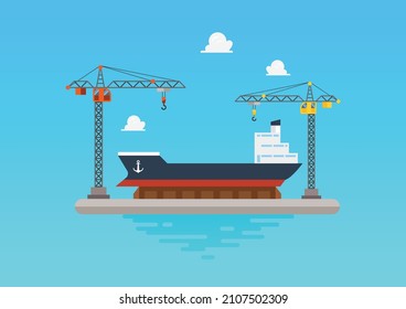 Harbour port flat style. Vector illustration