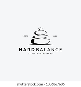 Hard Balance Stone Logo Vector Design Illustration Vintage, Line Art Stone, Simple Logo Spa, Healthy Care Logo