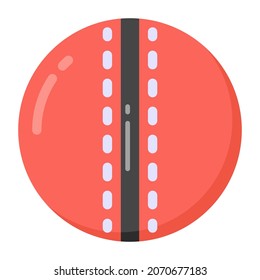 Hard ball, cricket ball icon of flat style 