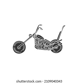 Hard Bike Icon Silhouette Illustration. Motorbike Transport Chopper Vector Graphic Pictogram Symbol Clip Art. Doodle Sketch Black Sign.