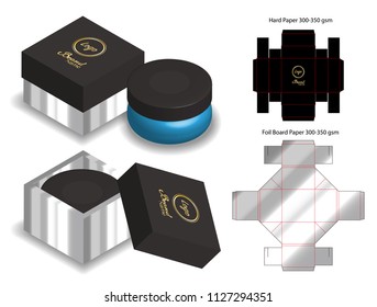 hard board paper box 3d mockup with dieline
