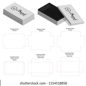 hard board paper rigid box 3d mockup with dieline