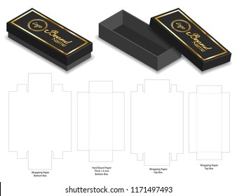 hard board paper rigid box 3d mockup with dieline