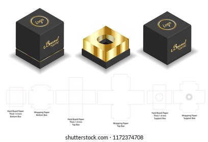 Hard Board Paper Rigid Box 3d Mockup With Dieline