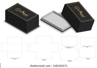 hard board paper rigid box 3d mockup with dieline