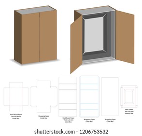 hard board paper rigid box 3d mockup with dieline