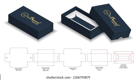 hard board paper rigid box 3d mockup with dieline