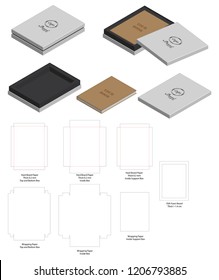 hard board paper rigid box 3d mockup with dieline