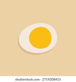 Medio huevo duro con yema amarilla en estilo Vector plano. Ilustración de alimentos de proteína saludable simple para temas de nutrición y desayuno