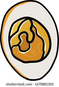 Hard Boiled egg, illustration, vector on white background.