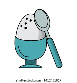 Hard boiled egg with spoon vector illustration graphic design