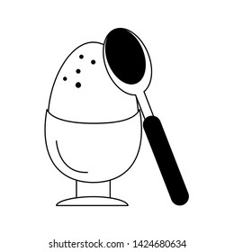 Hard boiled egg with spoon vector illustration graphic design