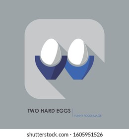 Hard boiled eggs Icon. Funny image of food.