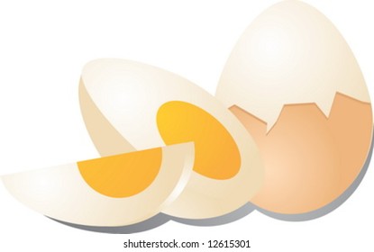 Hard boiled eggs peeled and cut illustration