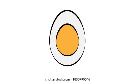 Hard Boiled Sliced Broken egg flat style with long shadow isolated on green background. breakfast elements vector sign symbol.