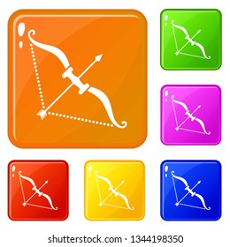 Hard bow icons set collection vector 6 color isolated on white background