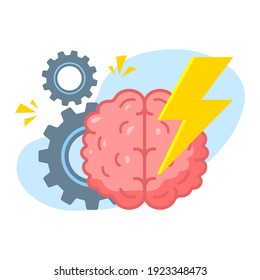 ilustración del concepto de trabajo cerebral duro diseño plano vector eps10, elemento gráfico de estilo simple y moderno para infografía, presentación, banner, aplicación de estado vacío o web ui, etc
