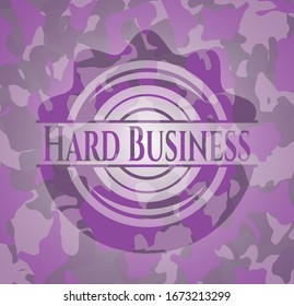 Hard Business pink camouflaged emblem. Vector Illustration. Detailed.