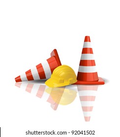Hard cap with traffic cones isolated