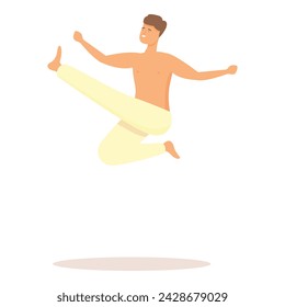 Hard capoeira jump icon cartoon vector. Beauty training. Martial art