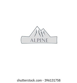 Hard carving snowboard and mountains logotype