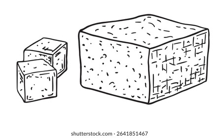 Hard cheese cheddar. Whole cheese and slices. A product made from milk. For packaging, restaurant menu, poster. Vector illustration isolated on white background. Healthy food.