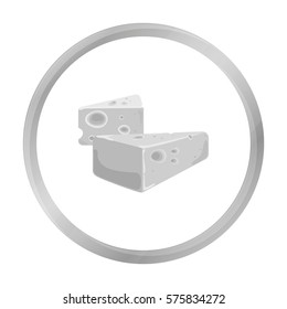 Hard cheese icon in monochrome style isolated on white background. Milk product and sweet symbol stock vector illustration.