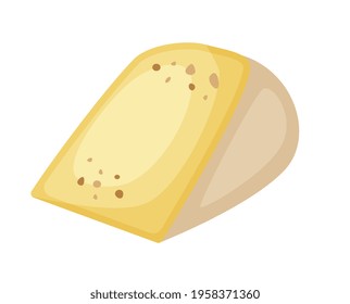 Pieza de queso duro aislada de fondo blanco