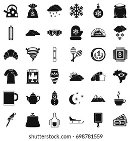 Hard coffee icons set. Simple style of 36 hard coffee vector icons for web isolated on white background