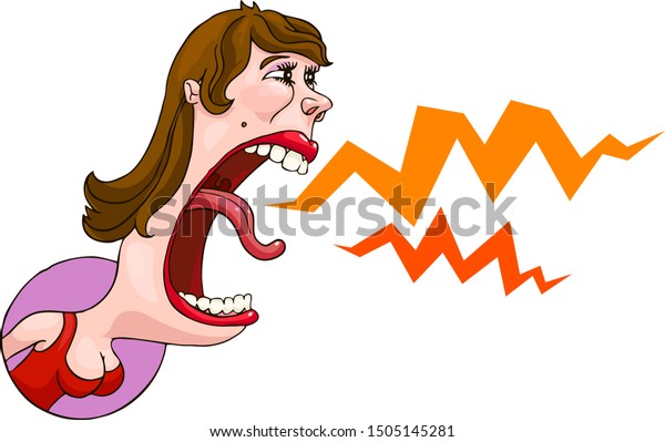 Hard Conversation Cartoon Screaming Woman Red Stock Vector (Royalty ...