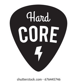 Hard Core Music Badge Label. For signage, prints and stamps. Guitar pick mediator