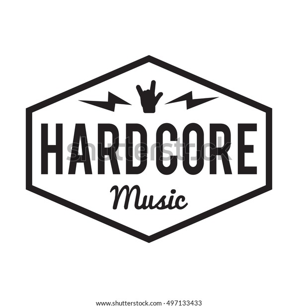 Hard Core music badge Label. For heavy\
metal signage, prints and stamps. Hard core\
festival