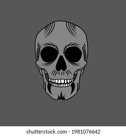 Hard Core Skull Vector Art,Skull Vector illustration, flat style design concept