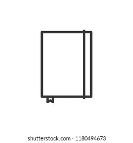 Hard Cover notepad, notebook icon. Vector thin line diary illustration