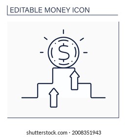 Hard currency line icon. Safe-haven or strong valuta. Globally traded currency that serves as a reliable and stable store of value. Money concept. Isolated vector illustration. Editable stroke