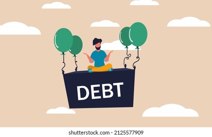 Hard debt business and employee finance recession. Stone credit and problem money salary vector illustration concept. Trouble people with loss loan and character unemployed. Risk poor office economy 