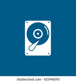 Hard Disc Drive Flat Icon On Blue Background