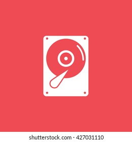 Hard Disc Drive Icon On Red Background