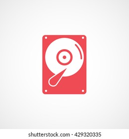 Hard Disc Drive Red Icon On White Background