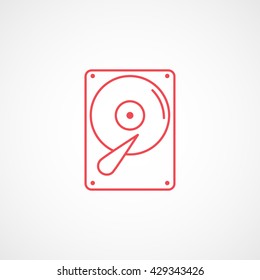 Hard Disc Drive Red Icon On White Background
