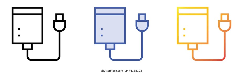 hard disc icon. Linear, Blue Fill and Gradient Style Design Isolated On White Background