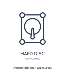 Hard disc icon. Hard disc linear symbol design from Networking collection. Simple outline element vector illustration on white background.