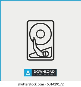 hard disc icon. simple outline hard disc vector icon. on white background.