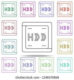 hard disc line icon. Elements of computer hardware in multi color style icons. Simple icon for websites, web design, mobile app, info graphics